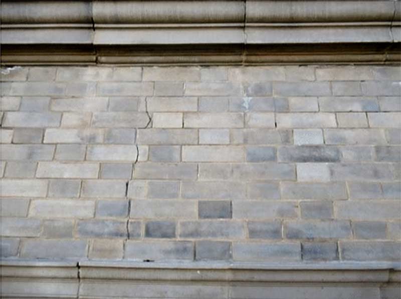 Eroded mortar joints and cracked masonry will be repaired.